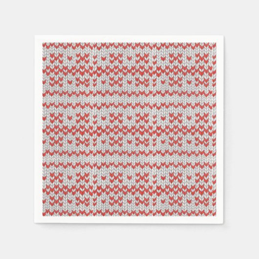 レッドノルディックニットスタンダードカクテル紙ナプキンス スタンダードカクテルナプキン (正面)