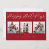 レッドノルディックハッピーホリデーズカード（3枚） シーズンカード (正面)