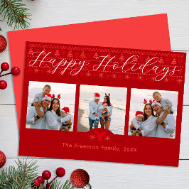 レッドノルディックハッピーホリデーズカード（3枚） シーズンカード