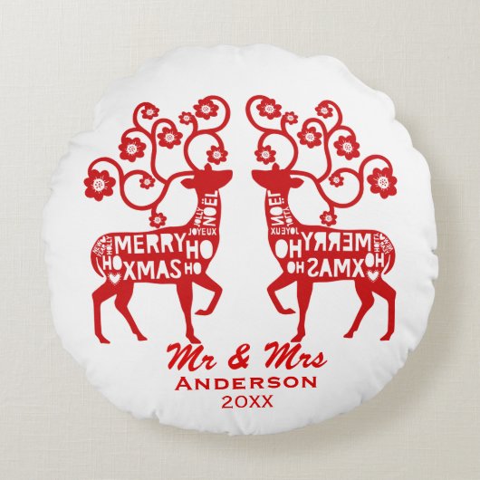 レッドノルディックライカスタムンデアカップルズ ラウンドクッション (正面)