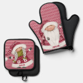 レッドノルディック格言 パーソナライズされた 鍋つかみ&鍋敷きセット (正面/裏面)