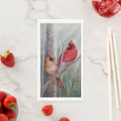 レッドノーザン（鳥）ショウジョウコウカンチョウバードペア水彩画 (インサイチュ)