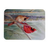 レッドノーザン（鳥）ショウジョウコウカンチョウバードペア水彩画 マグネット (横)