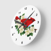 レッドノーザン（鳥）ショウジョウコウカンチョウ ラウンド壁時計 (傾斜)