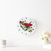 レッドノーザン（鳥）ショウジョウコウカンチョウ ラウンド壁時計 (ホーム)