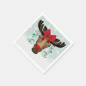 レッドノーズのクリスマスムースホリデーユーモア スタンダードカクテルナプキン (角)