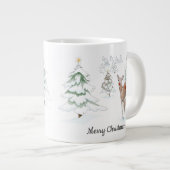 レッドノーズディアインザスノーウッドホリデー ジャンボコーヒーマグカップ (正面右)