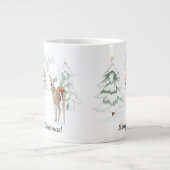 レッドノーズディアインザスノーウッドホリデー ジャンボコーヒーマグカップ (正面)