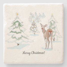 レッドノーズディアインザスノーウッドホリデー ストーンコースター
