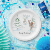 レッドノーズディアインザスノーウッドホリデー ペーパープレート (パーティー)