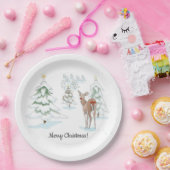 レッドノーズディアインザスノーウッドホリデー ペーパープレート (パーティー)
