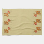 レッドノーズトナカイのクリスマス金ゴールド キッチンタオル (横)