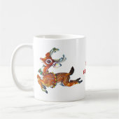 レッドノーズトナカイヴィンテージアート コーヒーマグカップ (左)