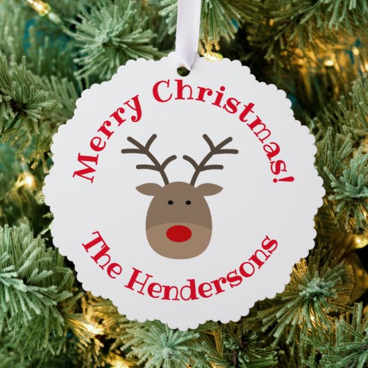 レッドノーズトナカイ紙クリスマスオーナメントカード オーナメントカード (インサイチュ (木))