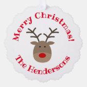 レッドノーズトナカイ紙クリスマスオーナメントカード オーナメントカード (正面)