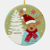 レッドノーズトナディアスノーフレークファミリー名クリスマス セラミックオーナメント (裏面)