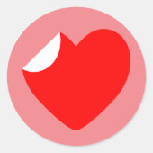 レッドノートハートTシャツ ラウンドシール (正面)