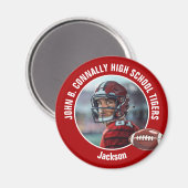 レッドハイスクールのサッカー選手の写真 マグネット (正面/裏面)