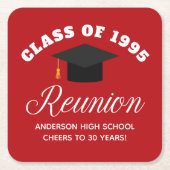 レッドハイスクール懇親会パーソナライズされたパーティー スクエアペーパーコースター (正面)