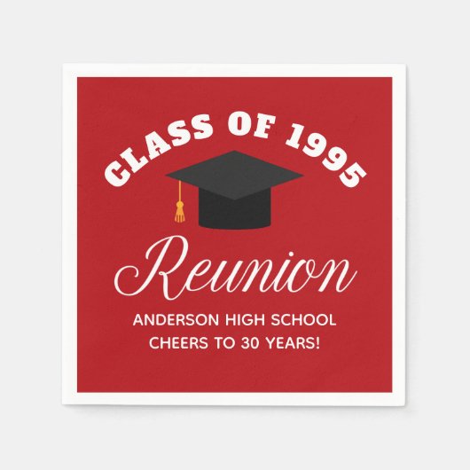 レッドハイスクール懇親会パーソナライズされたパーティー スタンダードカクテルナプキン (正面)