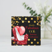 レッドハイヒールきらめく金ゴールド誕生日パーティー2 招待状 (スタンド正面)