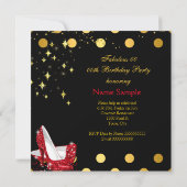 レッドハイヒールきらめく金ゴールド誕生日パーティー2 招待状 (裏面)