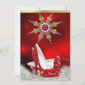 レッドハイヒールシューズシルバー金ゴールド誕生日パーティー 招待状 (裏面)