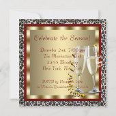 レッドハイヒールシューズヒョウのクリスマスパーティー 招待状 (裏面)