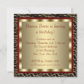 レッドハイヒールシューズヒョウSweet sixteen誕生日 招待状 (裏面)