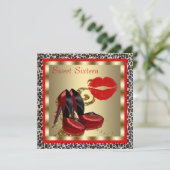 レッドハイヒールシューズヒョウSweet sixteen誕生日 招待状 (スタンド正面)