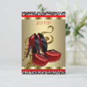 レッドハイヒールシューズヒョウSweet sixteenRSVP 出欠カード (スタンド正面)