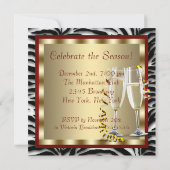 レッドハイヒールシューズレッドゼブラクリスマスパーティー 招待状 (裏面)