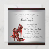 レッドハイヒールシューズレッドブラックバースデーパーティー 招待状 (裏面)