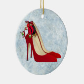 レッドハイヒールシューズ/サンタ小妖精や小人 セラミックオーナメント (右)