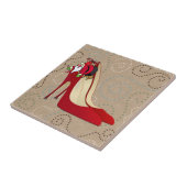 レッドハイヒールシューズ/サンタ小妖精や小人 タイル (側面)