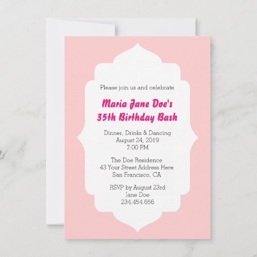 レッドハイヒールスティレットファッション誕生日招待 招待状 (裏面)