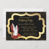 レッドハイヒールブラック&金ゴールド誕生日パーティー 招待状 (裏面)