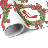 レッドハイヒール/クリスマスリース ラッピングペーパー (ロールコーナー)