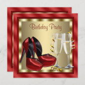 レッドハイヒール シューズ バースデーパーティー 招待状 (正面/裏面)