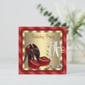 レッドハイヒール シューズ バースデーパーティー 招待状 (スタンド正面)