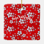 レッドハイビスカスアロハシャツスクエアオーナメント セラミックオーナメント (裏面)