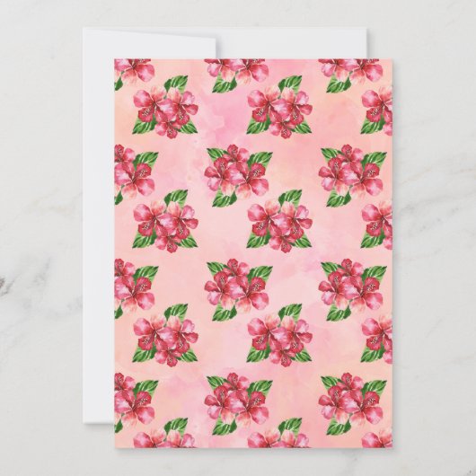 レッドハイビスカスウォーターブライダルシャワー招待状 招待状 (裏面)