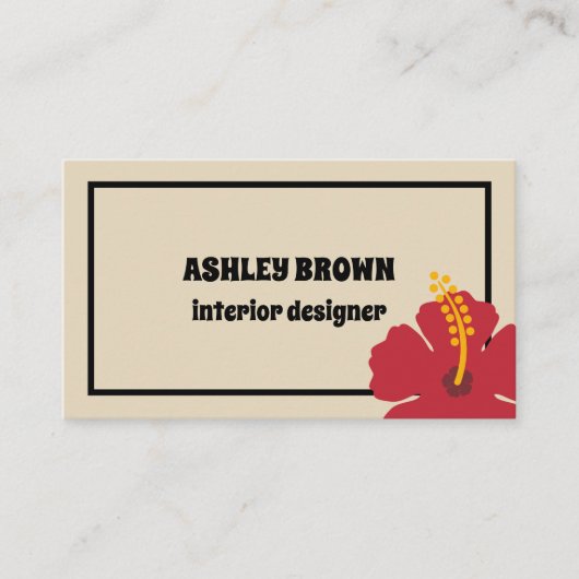 レッドハイビスカスエレガント名刺 名刺 (正面)