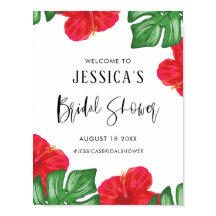 レッドハイビスカストロピカルブライダルシャワーウェルカム