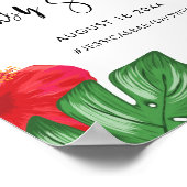 レッドハイビスカストロピカルベビーシャワーウェルカム ポスター (角)