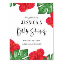 レッドハイビスカストロピカルベビーシャワーウェルカム