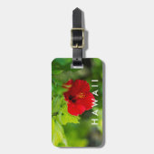 レッドハイビスカスハワイトロピカルフラワー ラゲッジタグ (正面縦)