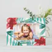 レッドハイビスカスフォトホリデーカード シーズンカード (スタンド正面)