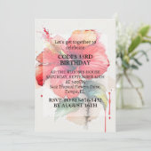 レッドハイビスカスフラワーアートバースデーパーティー 招待状 (スタンド正面)