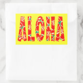 レッドハイビスカスフラワーズトロピカルハワイアンルアウ（ハワイ式宴会）アロハ 長方形シール (バッグ)